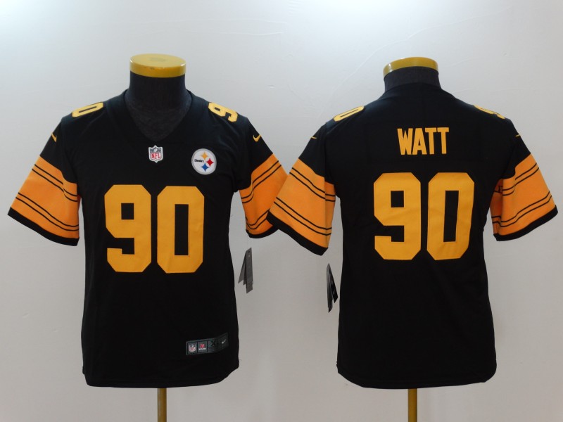 Youth Pittsburgh Steelers #90 Watt Black Nike Vapor Untouchable Limited NFL Jerseys->->Youth Jersey